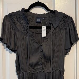 GAP Charcoal Pleated Midi Dress